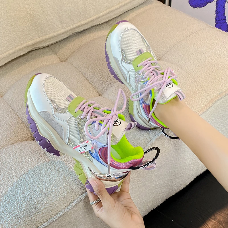 Women's Shoes Sports Shoes Heightening Shoes Thick Soled Casual Shoes Small White Shoes Mesh Breathable Summer Sports Sneakers