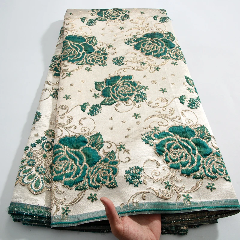Нигерийская Кружевная Ткань 5 ярдов дамасский Африканский жаккард парчовая