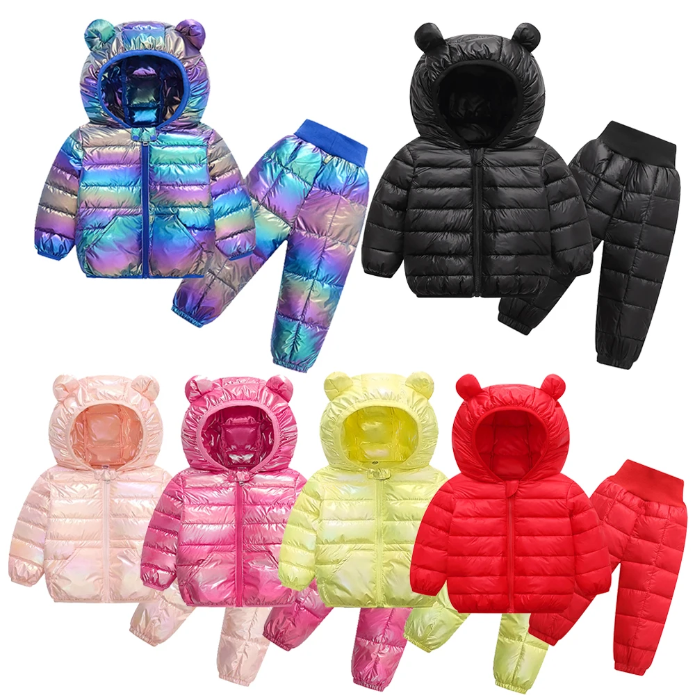 

Зимний комплект детской одежды для мальчиков 2022 года, пуховик, пальто и штаны для девочек, Детский комбинезон для маленьких мальчиков, толст...