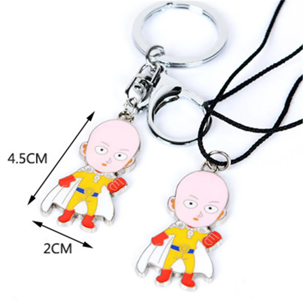 

One Punch Man Keychain Saitama Anime Necklace Pendant Accessories Cartoon Keyring Figure Toys