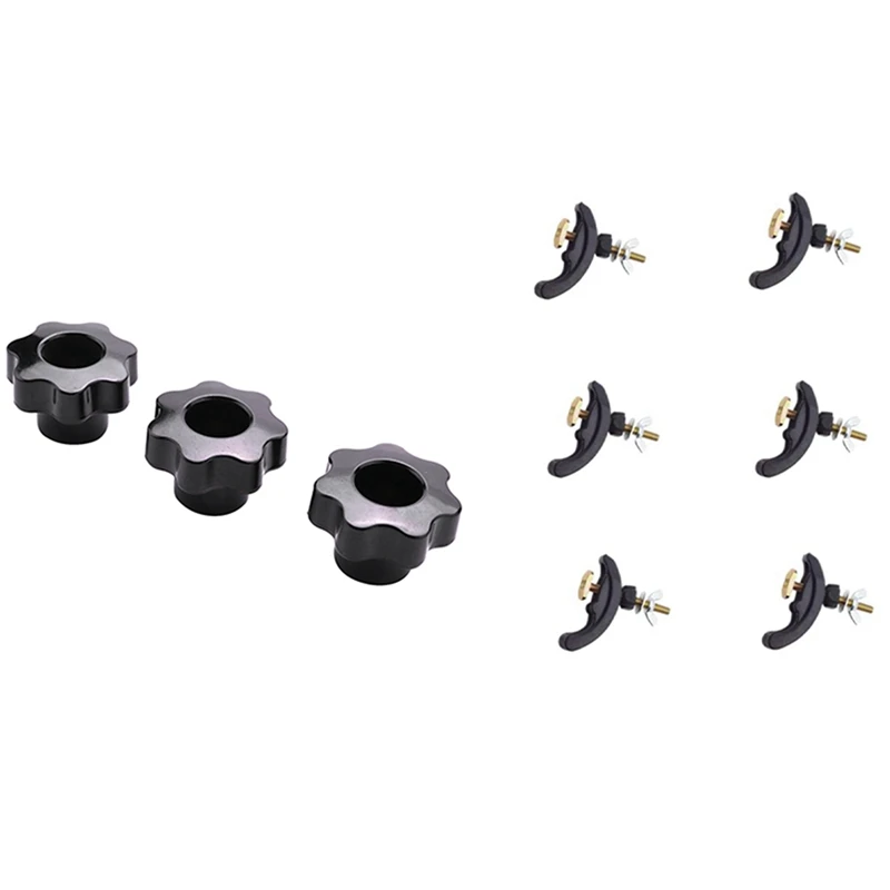 

3Pcs M6 Hand Adjusting Nut /Bakelite Star Type Plastic Head Handle Nuts & 6 Pcs 85Mm Bow Plate Kits, Platen Fixture