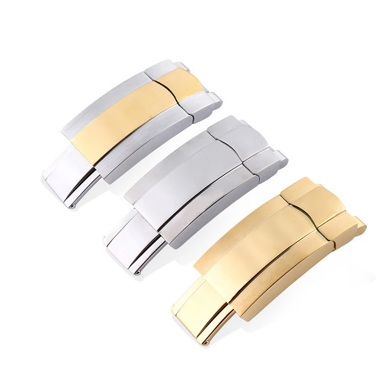 

Silver Folding Buckle Stainless Steel Lightning Accessories Steel Band Watch Buckle Fits Rolexley Black Green Submariner Yacht