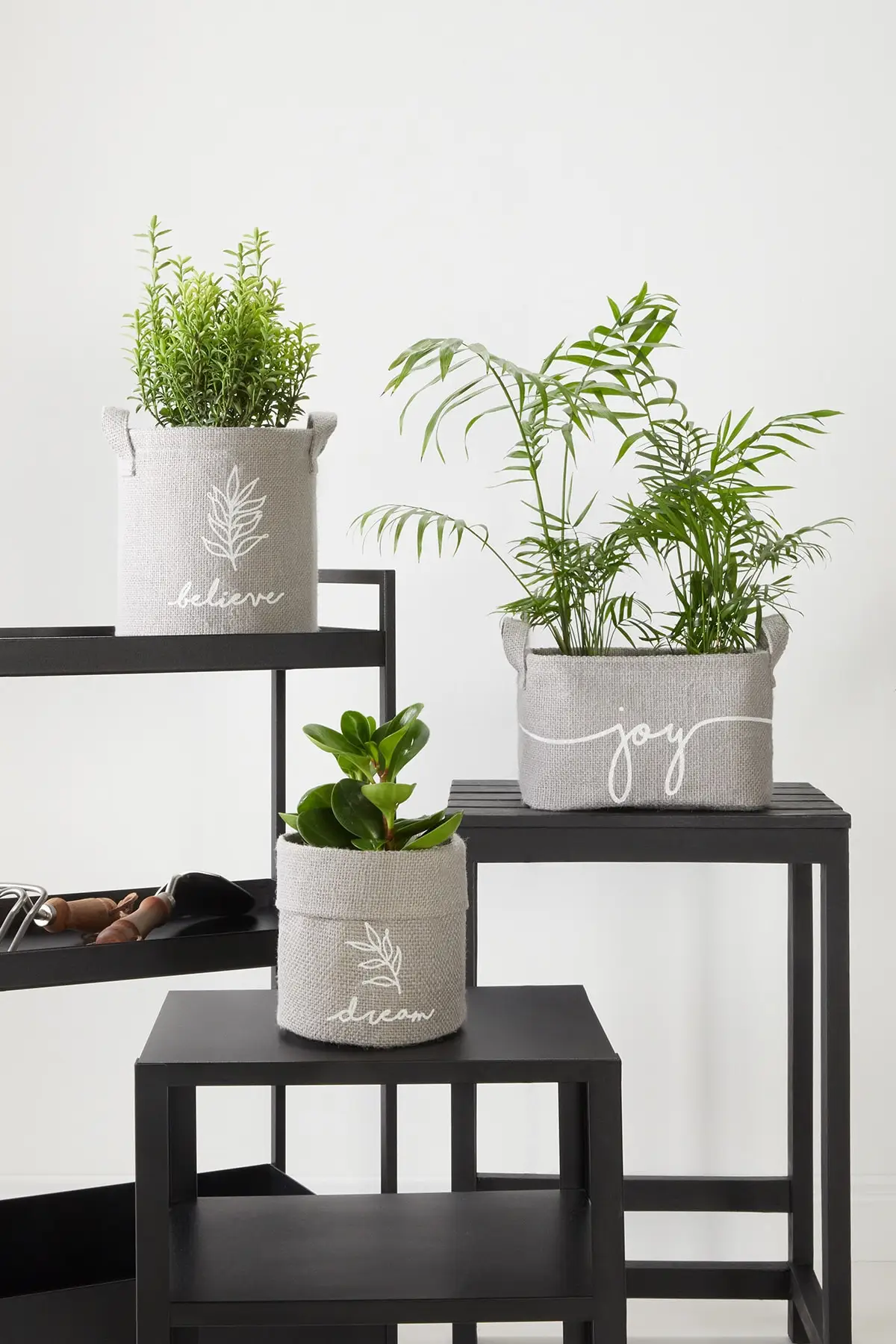 

Набор из 3 серых джутовых корзин // 24x17x14 20x15x20 15