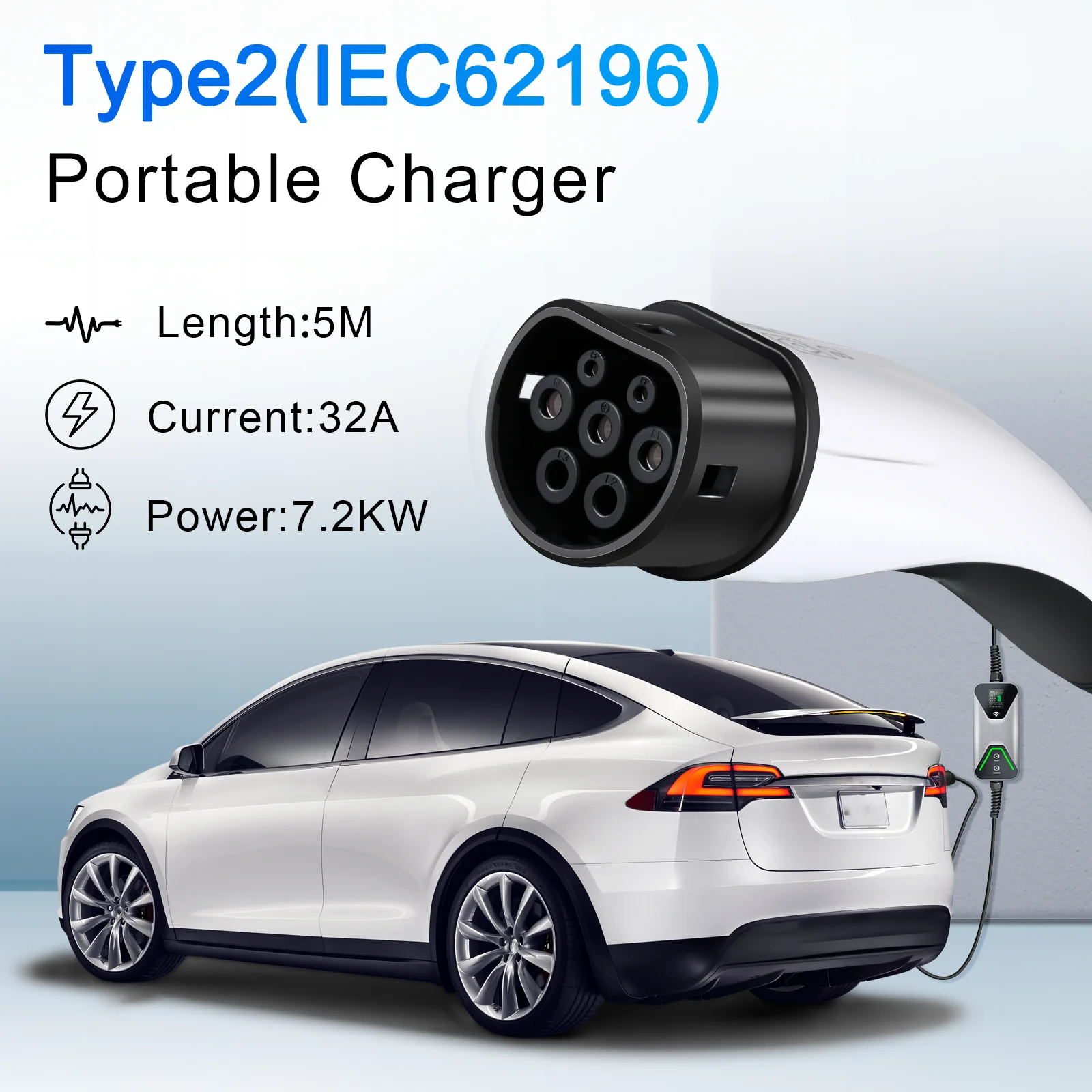GUWIEYG 32A 7 2 кВт Type2 Портативное зарядное устройство для электромобилей IEC62196