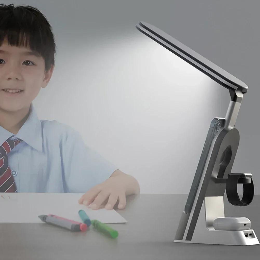 Светодиодная настольная лампа с регулируемой яркостью беспроводное зарядное