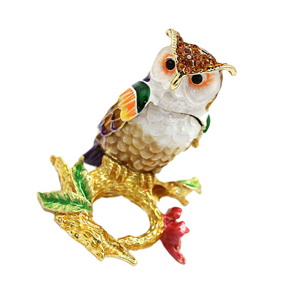 

Jewelry Box Owl Figurine Desktop Adornment Zinc Alloy Ear Stud Watch Bracelet Gift Packaging Necklace Accessorizes Organizer