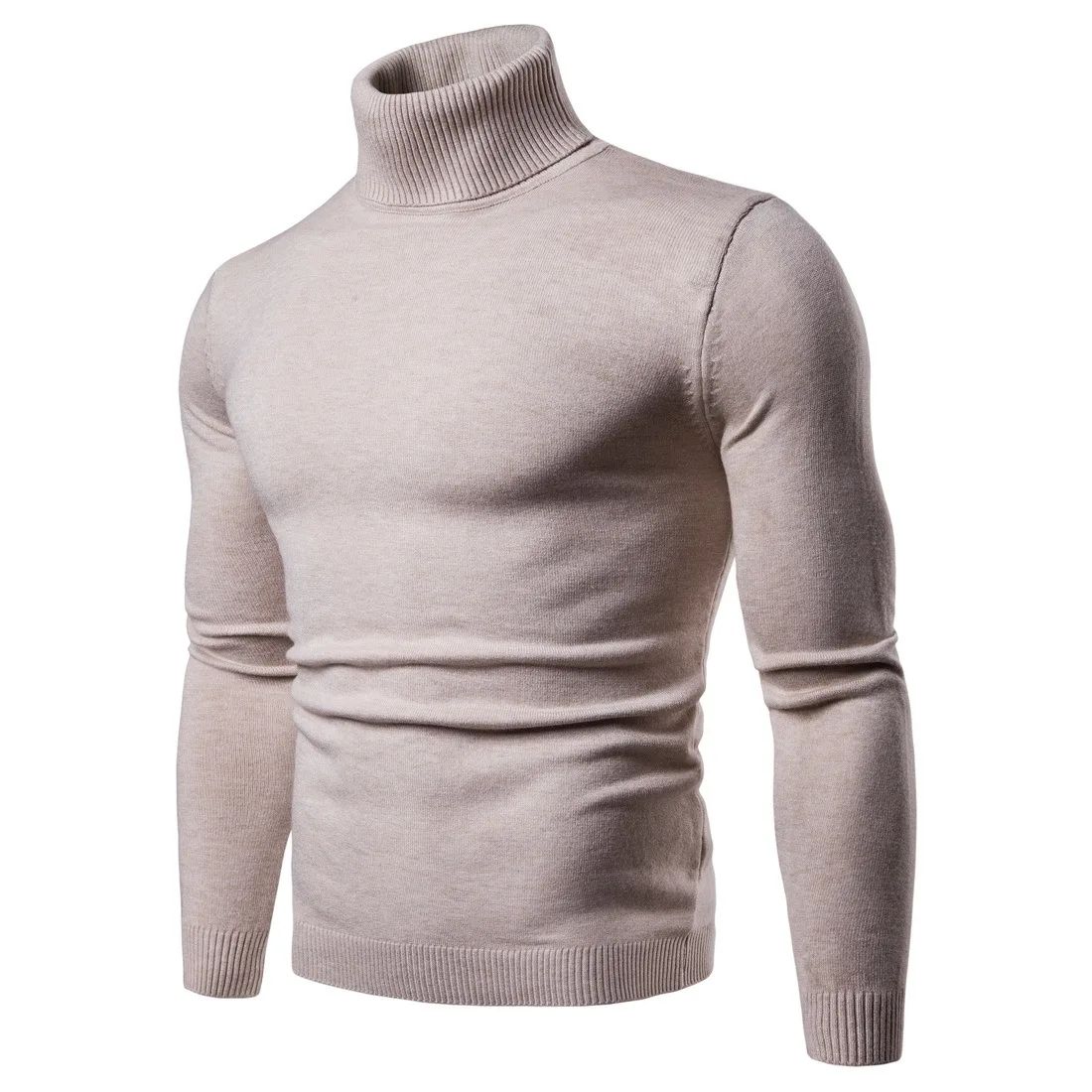 Solid Long Sleeve Sweater Man Style Slim Knitted  Round Neck  Sweaters