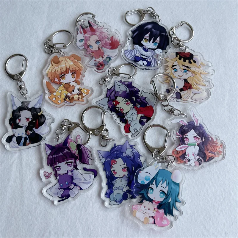 

Anime Demon Slayer Keychain Acrylic Cute Kamado Tanjiro Kamado Nezuko Hashibira Inosuke Rengoku Kyoujurou Key Ring