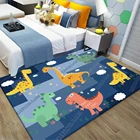 Детский прикроватный коврик с мультяшным динозавром, дверной коврик, напольный ковер, фланелевый нескользящий ковер для всей семьи, гостиной, ковер для комнаты для девочек