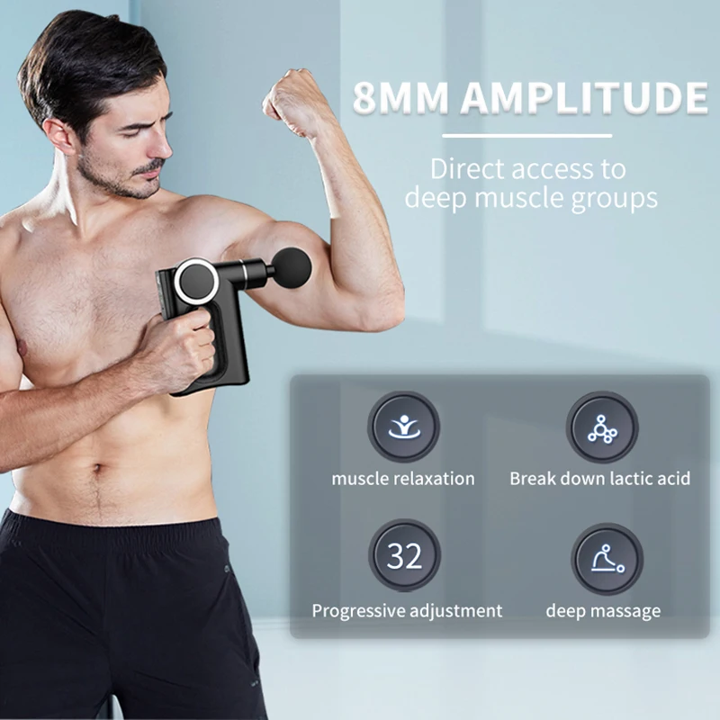 

Массажный пистолет JXP с ЖК-дисплеем, электрический инструмент для глубокого массажа мышц, для тела и шеи, фитнес-массажер