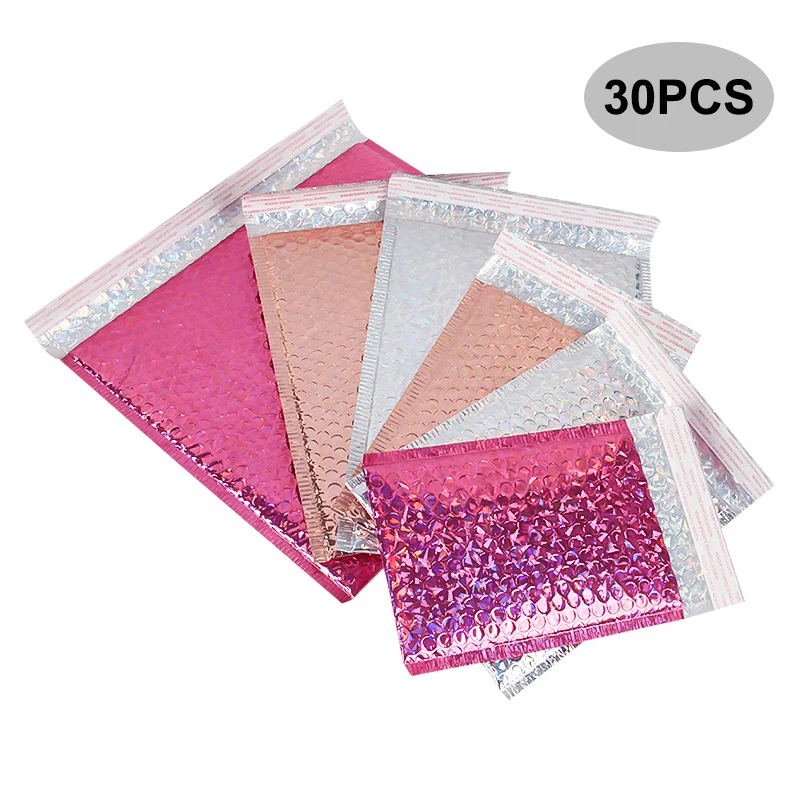 30Pcs Bubble Mailers Peel and Seal Envelopes Shipping Bags for Mailing Packing Wrapping Metallic Bubble Padded Envelopes