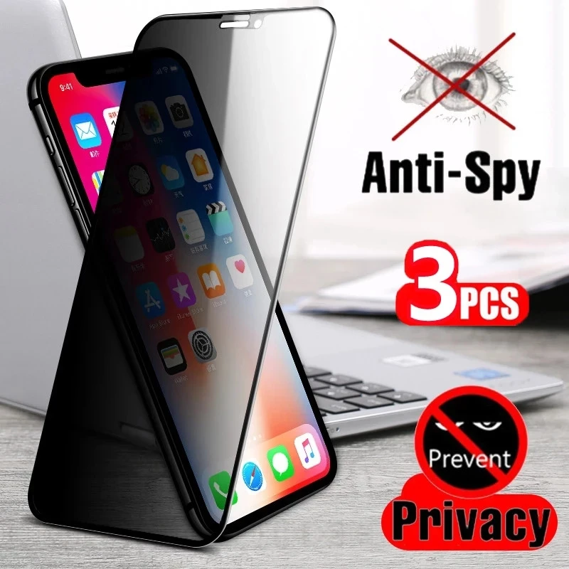 

1-3Pcs Best Full Privacy Tempered Glass for IPhone12 6s 7 8 X XS Max XR on IPhone 11 Pro Anti Spy Screen Protector 12 13 Pro Max