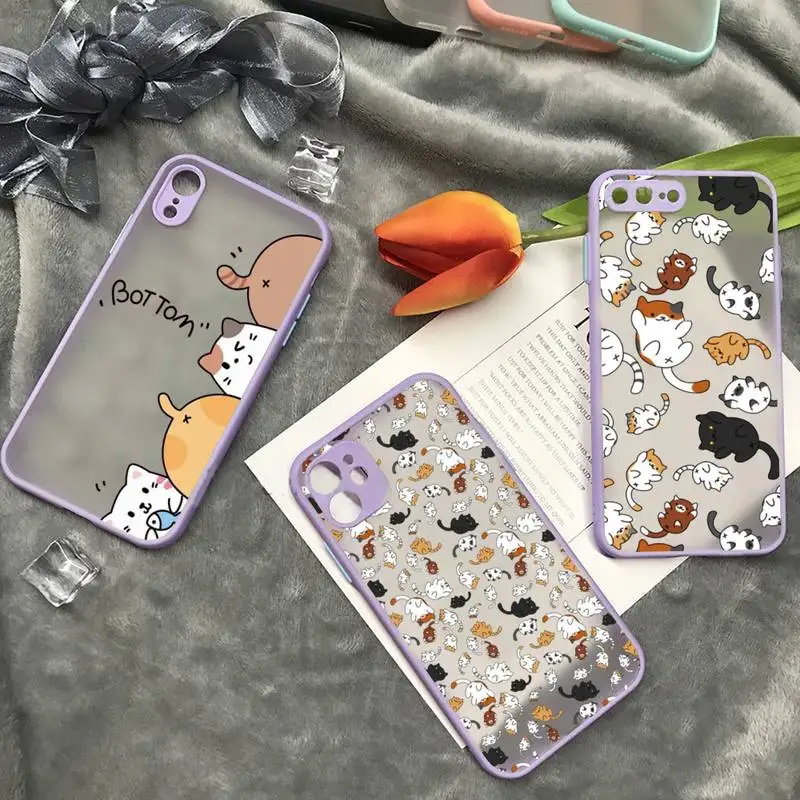 

japan cat cute cartoon Phone Case matte transparent For iphone 7 8 11 12 13 plus mini x xs xr pro max cover