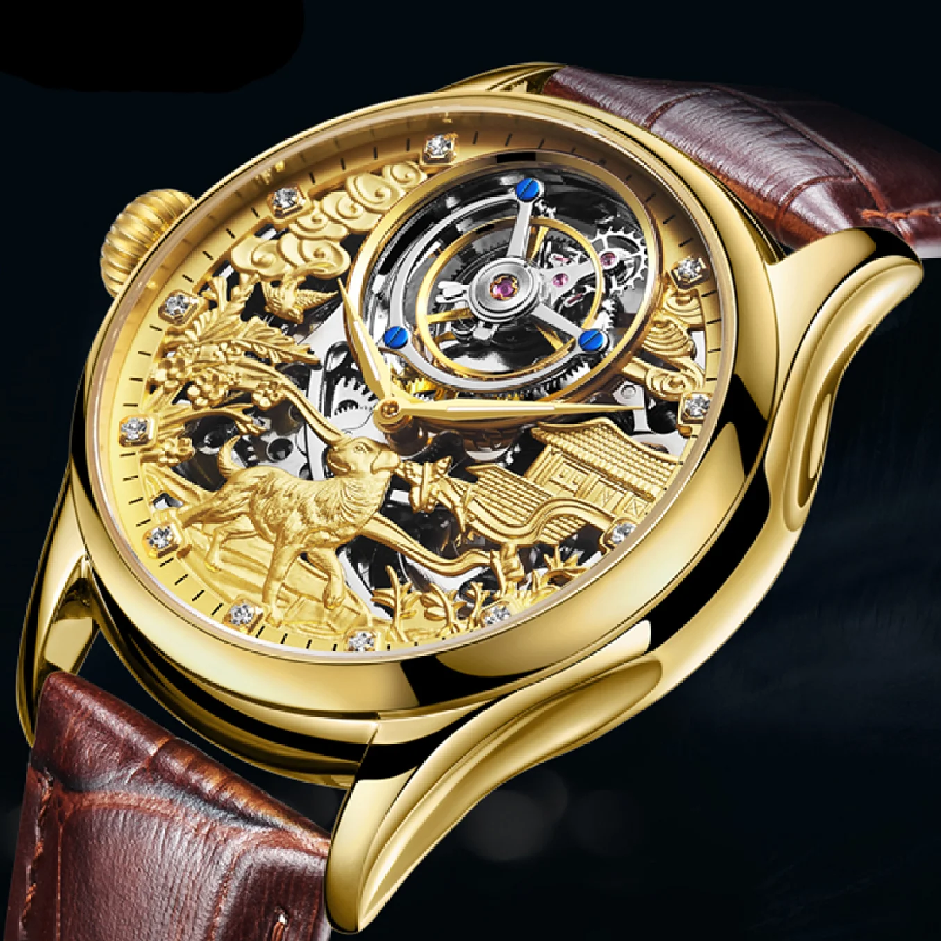 

100% Tourbillon Watch A++ Quality Mechanical Watch Men Waterproof Skeleton Mens Watches Top Brand Luxury Relogio Masculino