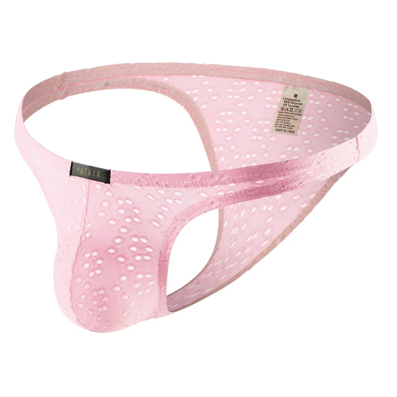 5PCS Men Briefs Small Triangle Panties Sexy Men's Underwear Smooth Breathable Hole Jacquard Low-rise Men T- Back Tanga Bikini