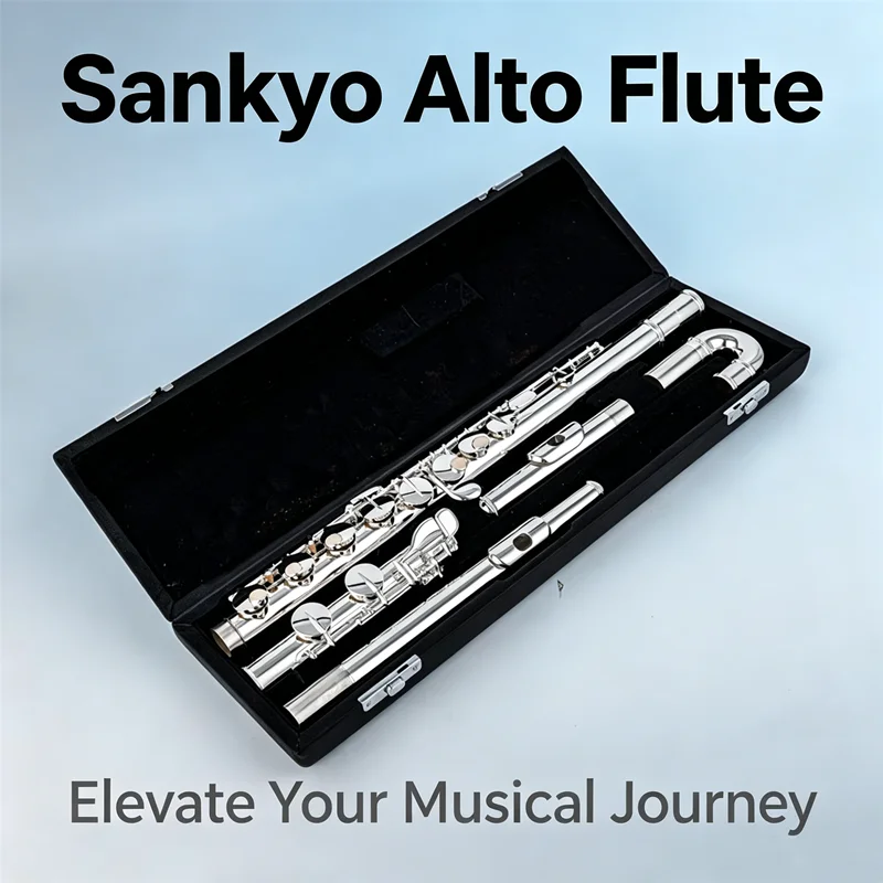 Фото Альтовая флейта Sankyo AF301, строй G, посеребренная, профессиональный музыкальный инструмент с 16 закрытыми клавишами и футляром - Бесплатная доставка №1
