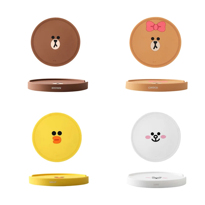 

Line Friends Kawaii Anime Cartoon Brown Anti-Scalding Placemat Cony New Waterproof Soup Bowl Mat Sally Non-Slip Silicone Mat