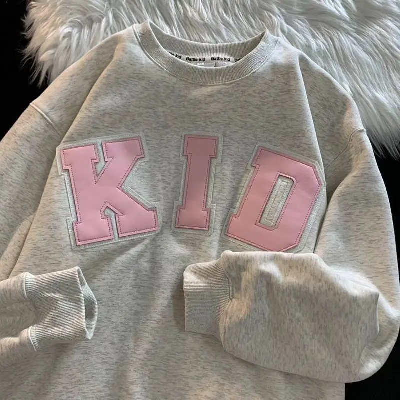 

2022 winterCotton round neck women coat plush thickened sweater loose long sleeve Korean fashion student top trend