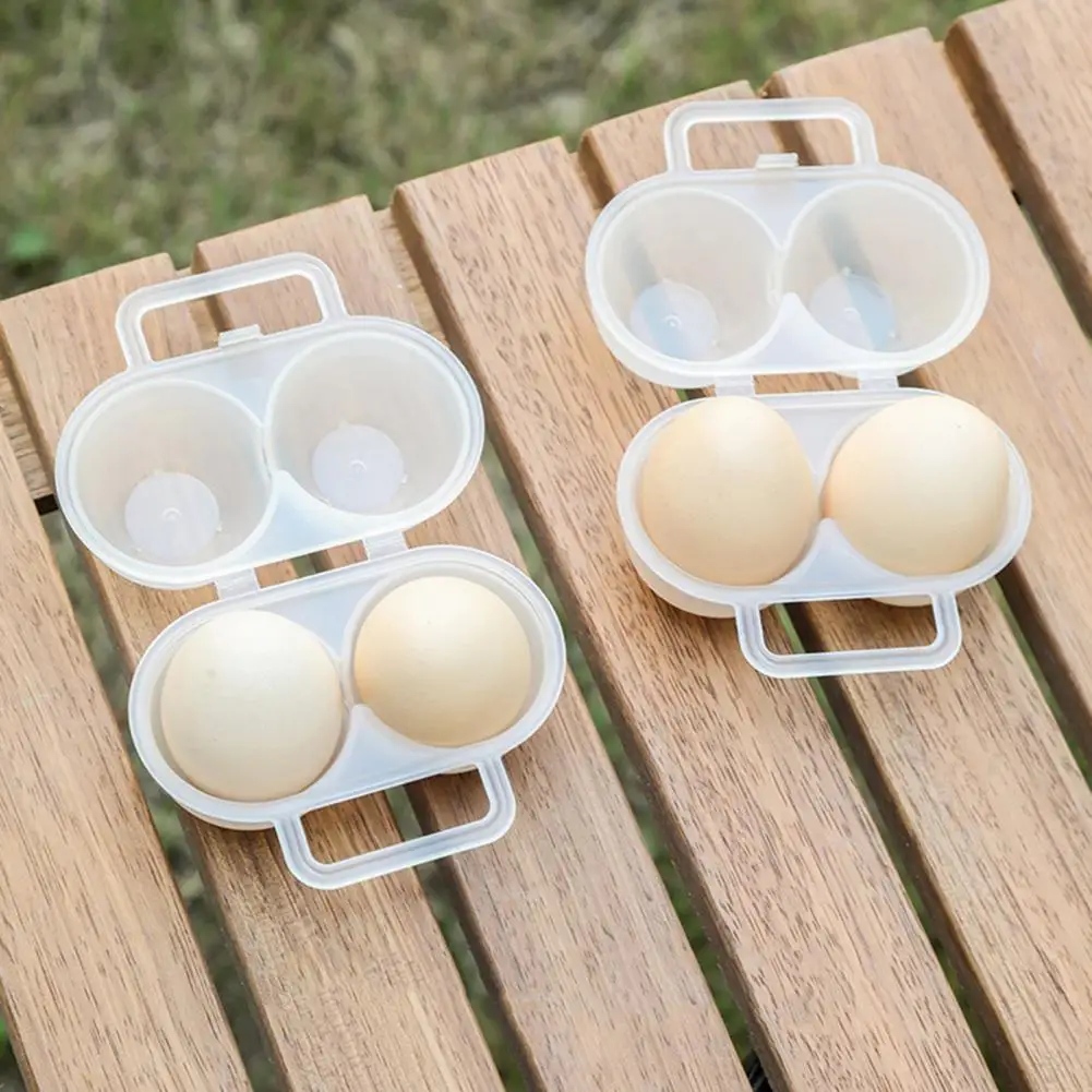 

2 Grid Egg Storage Box Portable with Handle Shockproof Egg Container Case Plastic Egg Tray for Outdoor Travel Camping Picnic