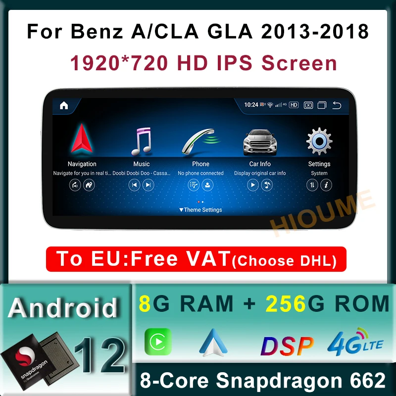 

10.25"/12.5" Snapdragon 8+256G Android 12 Car Multimedia Player GPS Radio for Mercedes Benz A W176 CLA C117 X117 GLA 2013-2018