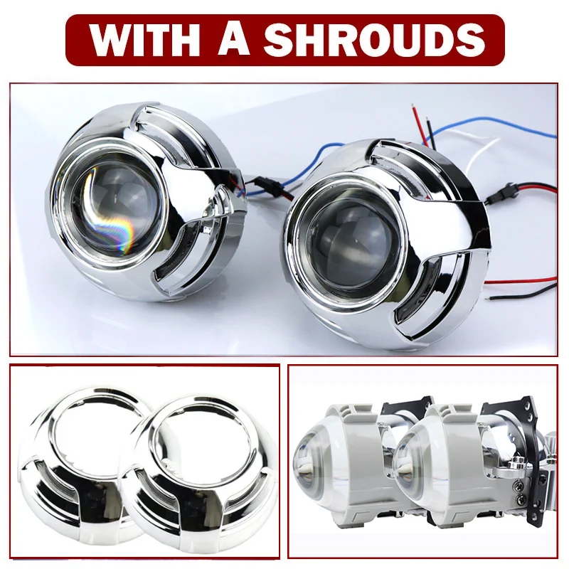 

2,5-дюймовые Линзы-проекторы Для Автомобильных Фар H4 H7 9005 9006 HB3 HB4 3R С Ангельскими Глазками