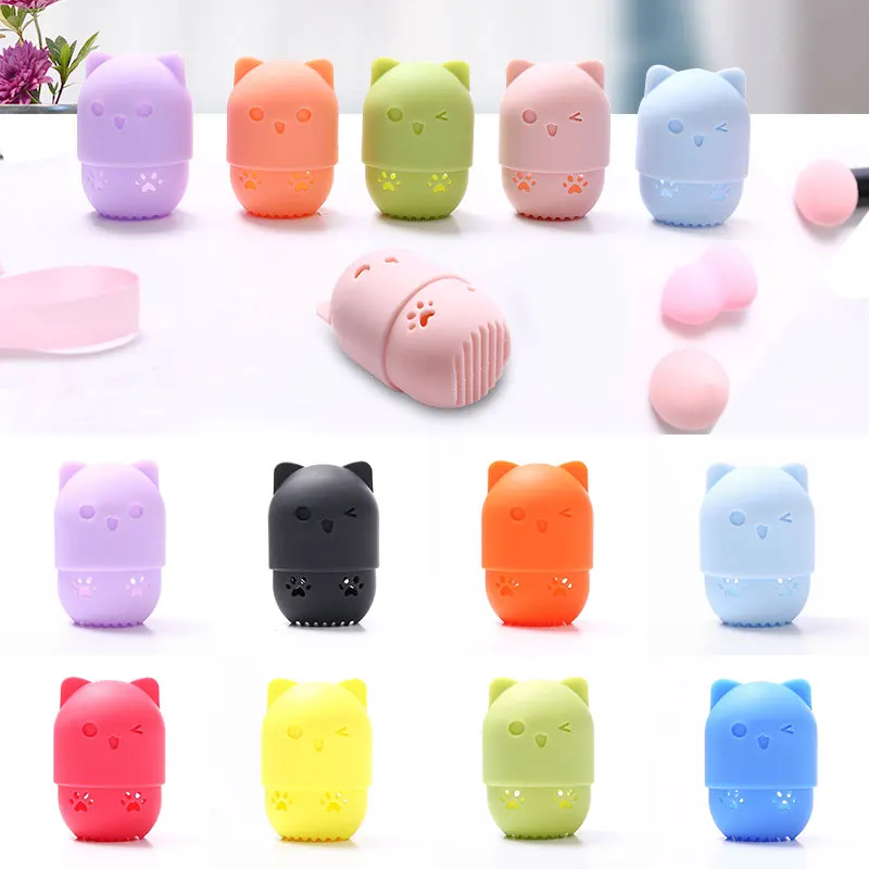 

1PC Powder Puff Holder Sponge Makeup Drying Case Portable Soft Silicone Cosmetic Sponge Box Holder Pad Display Rack Sponge Box