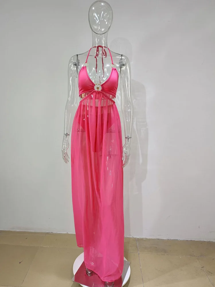 Фото Платье-макси с открытыми плечами, разрезом и открытой спиной №4