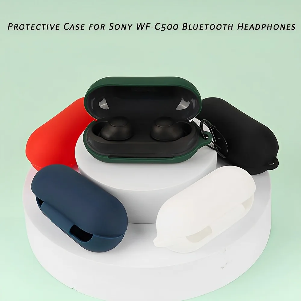 

For WF-C500 Bluetooth Headphone Charging Case Solid Color Protective Case Silicone Shell For Charging Storage