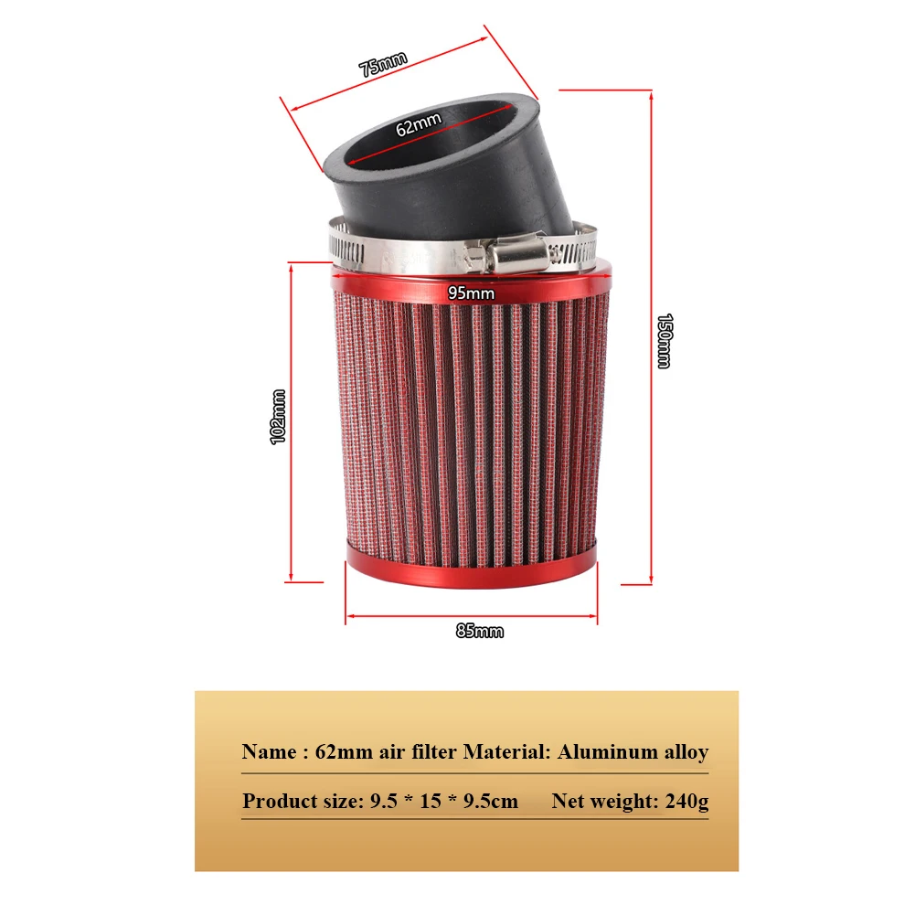 62MM Go Kart Air Filter for 6.5HP Predator 212cc 196cc GX160 GX200 BT200X CT100X CT100U CT200U CC100X RB200 Baja MB165 MB200