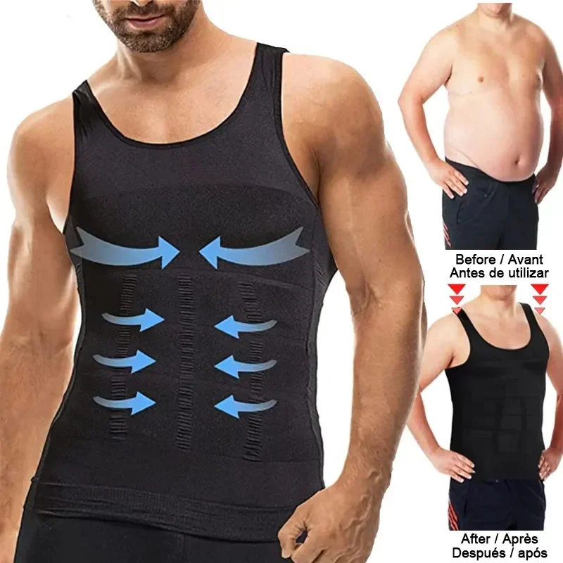 

Shaper Compression Shirt Body Tank Abdomen Slimming Sleeveless Workout Tummy Control Top Shapewear Vest Mens Gym Slim