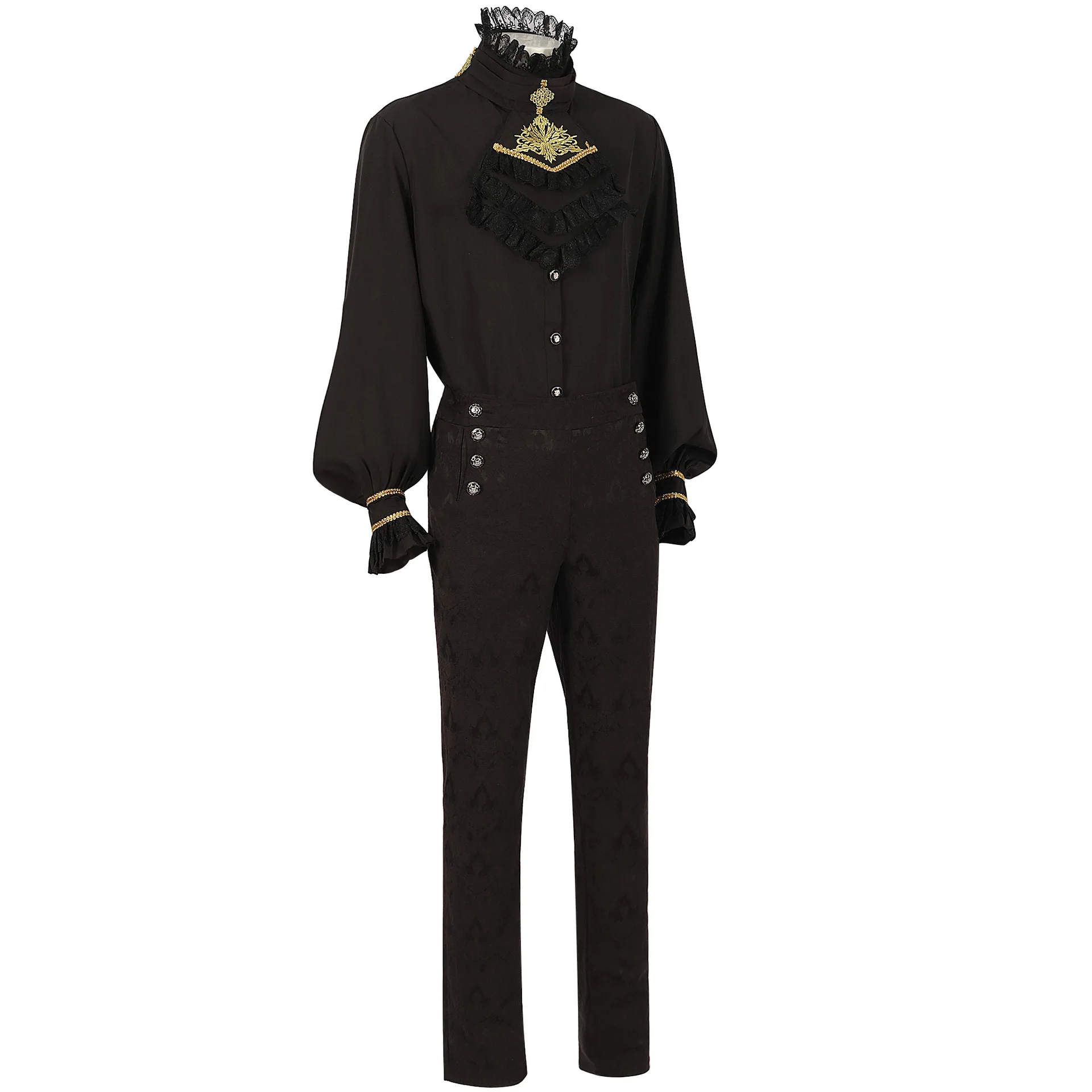 Костюм мужской готический черный рубашка и кофта в стиле стимпанк костюм вампира