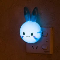 3 colors led cartoon rabbit night lamp switch onoff wall light ac110 220v eu us plug bedside lamp for children kids baby gifts