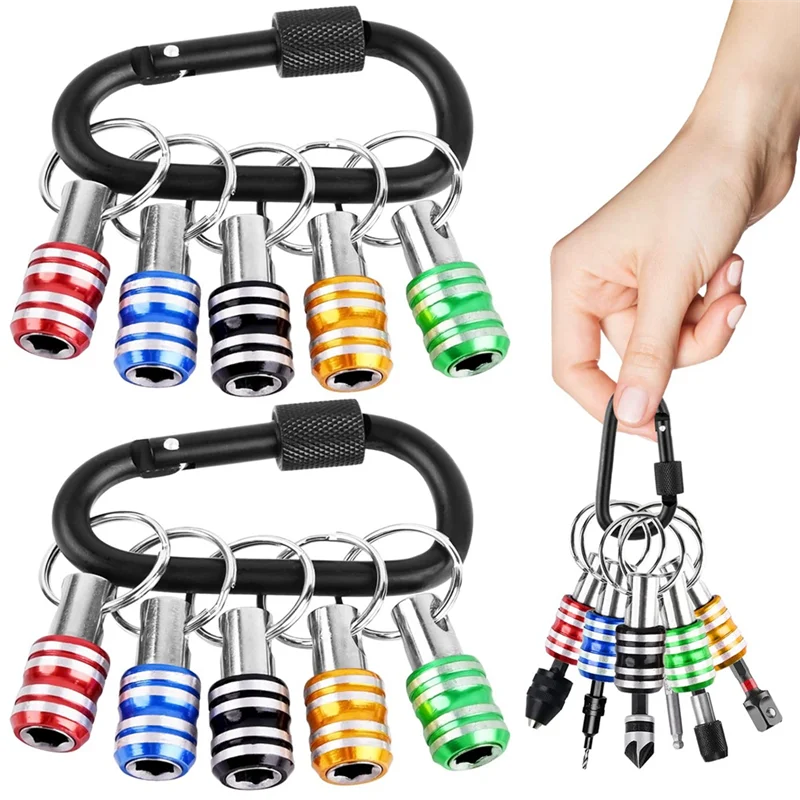 

10PCS Hex Shank Screwdriver Bits Holder Key Chain Extension Bar Portable Bit Holder for Electric Screwdrivers and Drills