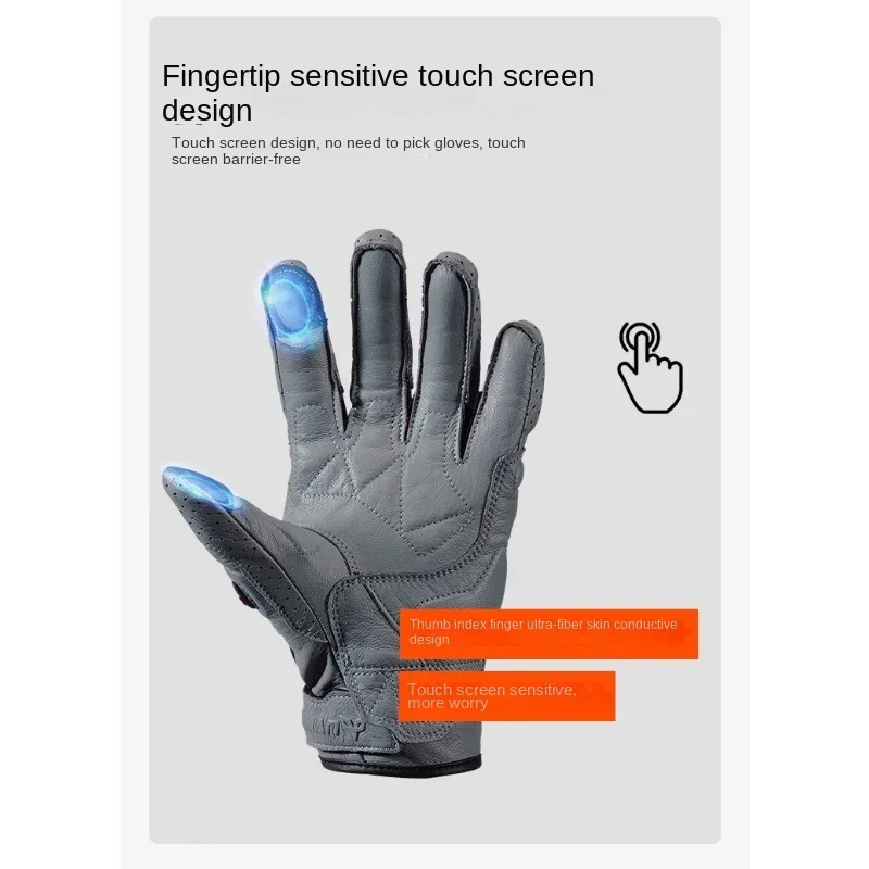 Мотоциклетные Перчатки Нескользящие дышащие из натуральной овечьей кожи для