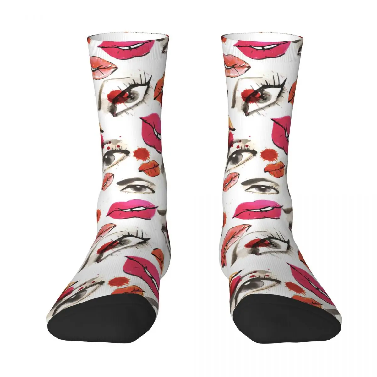 Watercolor Eyes With Lashes And Lips Seamless Pattern Adult Socks,Unisex socks,men Socks women Socks