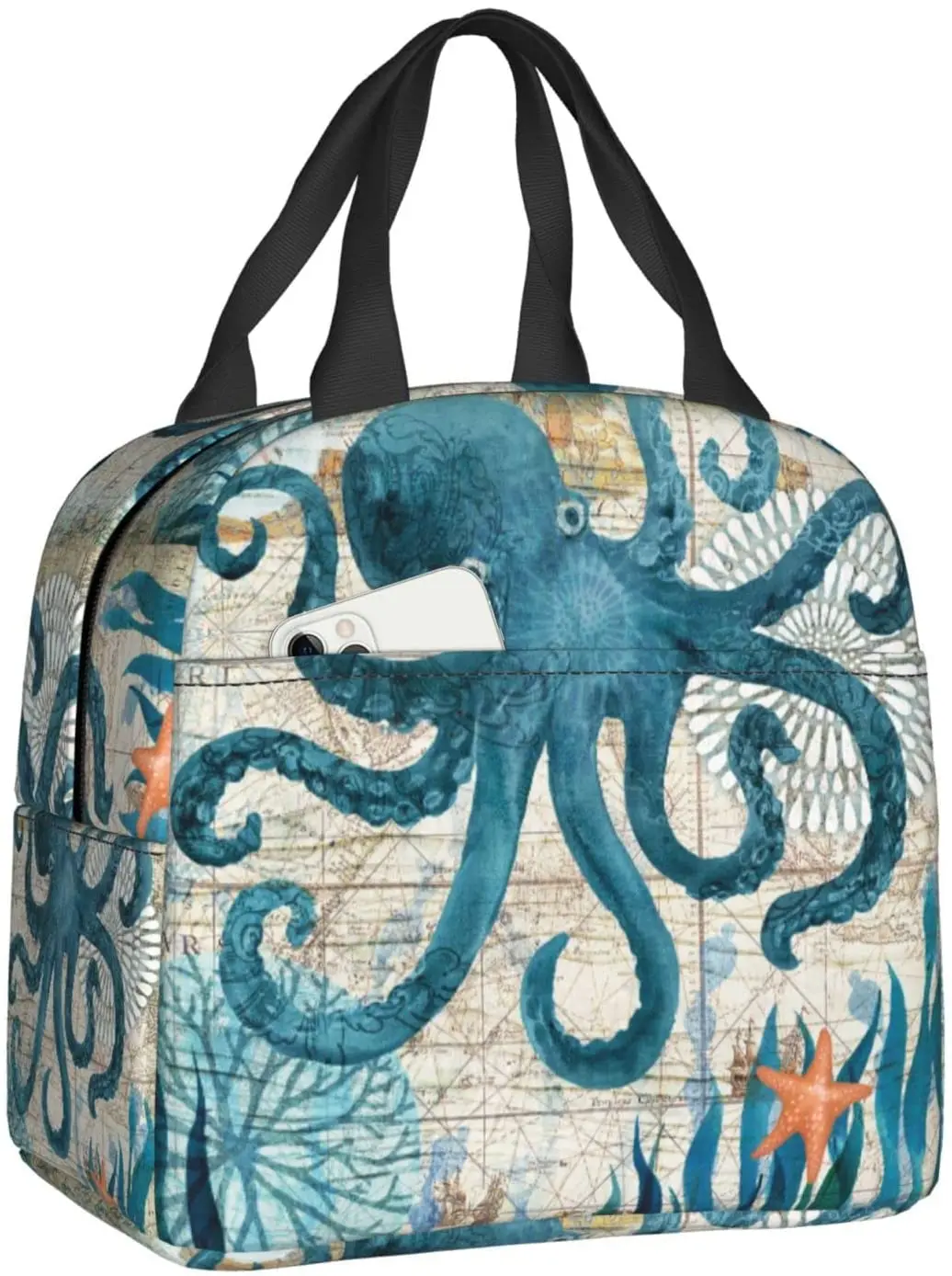 

Octopus Lunch Bag Insulated Reusable Lunch Box Thermal Tote Bag Container Cooler Bag for Women Men Travel/Picnic/Work/Beach