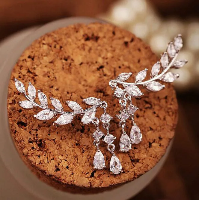 

Earrings for Women Leaves Tassel Zircon Earrings Fashion Jewelry New Women's Fashion Wholesale Manufacturers