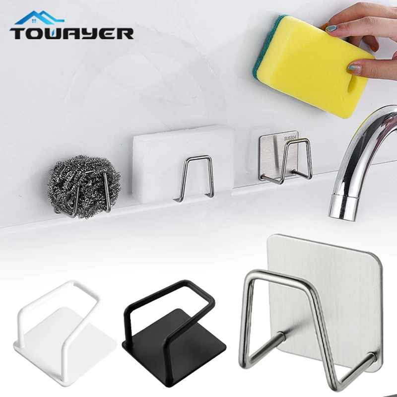 

3PC Kitchen Sponge Rack Stainless Steel Sponge Rack Self Adhesive Sink Sponge Drain Drying Rack Soap Rack Kitchen Sink Organizer
