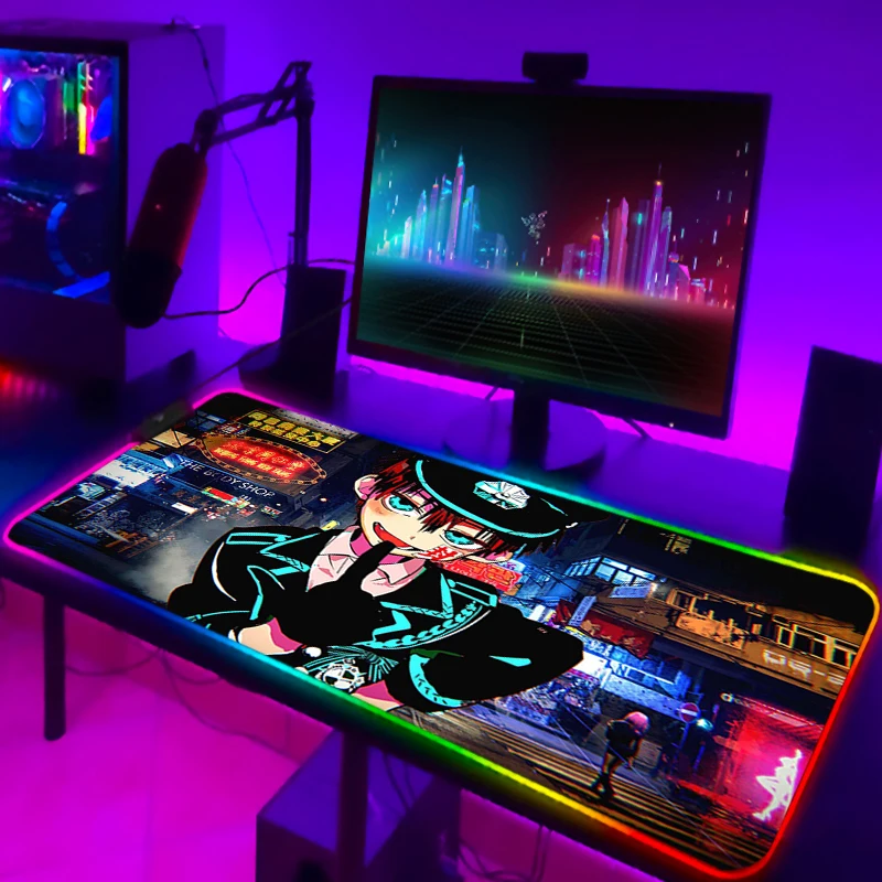 

Компьютерные аксессуары Hanako Kun настольные коврики RGB коврик для мыши игровой коврик для мыши геймерский ковер длинная подкладка светодиодн...