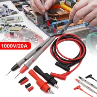 1000v 20a digital multimeter probe soft silicone wire needle tip universal test leads with alligator clip led tester multimetro