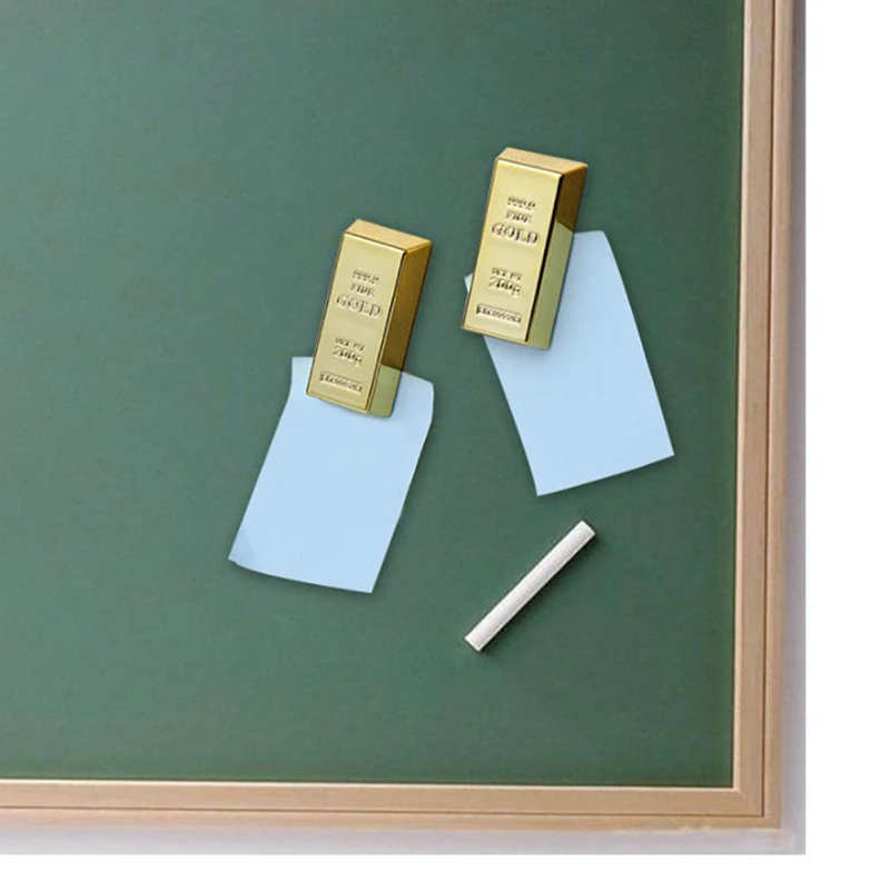 

1pc Gold Brick Shape Magnet Clips Refrigerator Sticker Useful Removable Strong Magnetism Fridge Sticker Interesting Home Decor