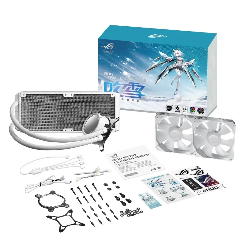 

AS US ROG STRIX LC II 240 ARGB White Edition 2Fans Integrated Water Cooled Radiator CPU Cooling Fan