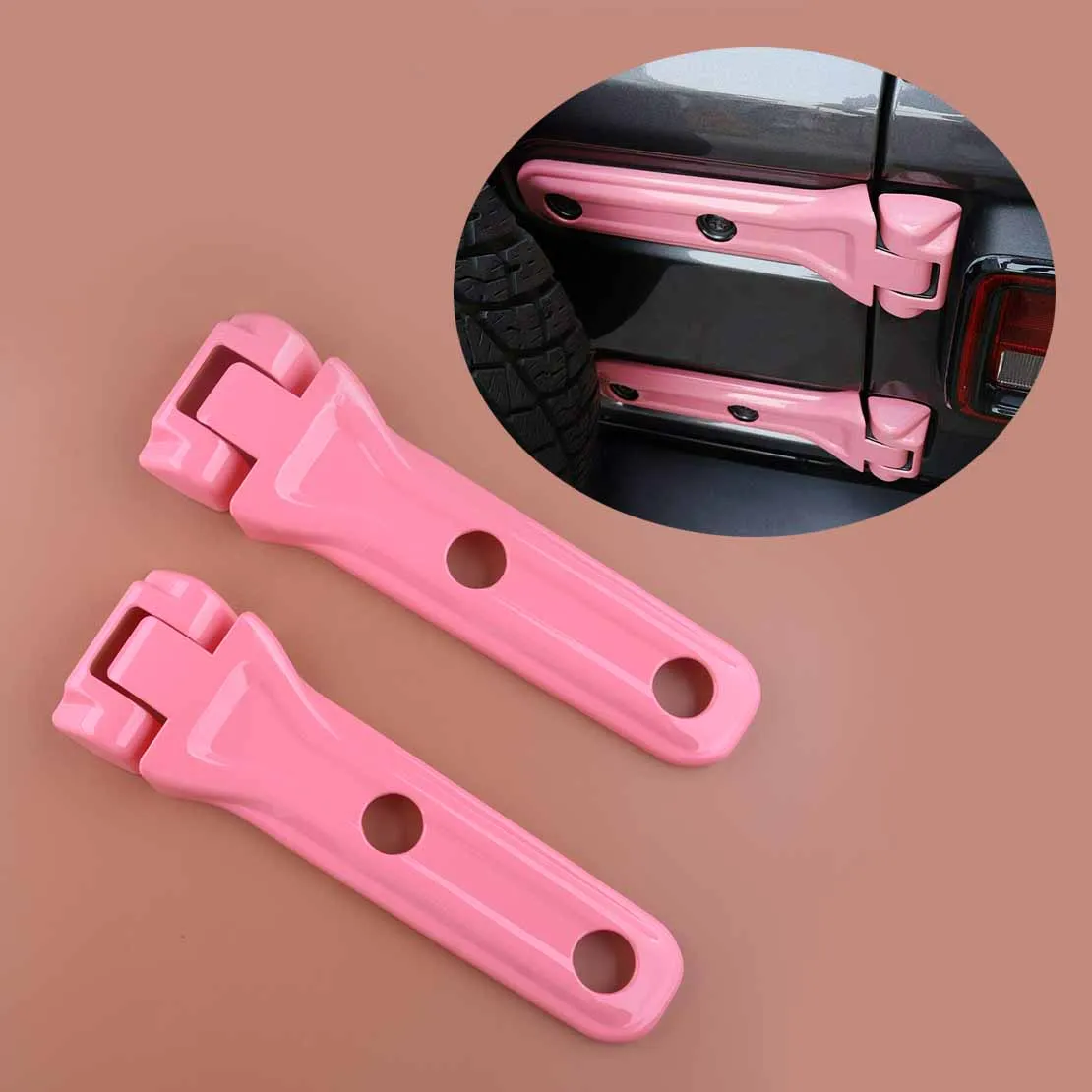 

4Pcs/Set Car Tailgate Rear Spare Tire Door Hinge Cover Trim Fit for Jeep Wrangler JL 2018 2019 2020 2021 Pink ABS