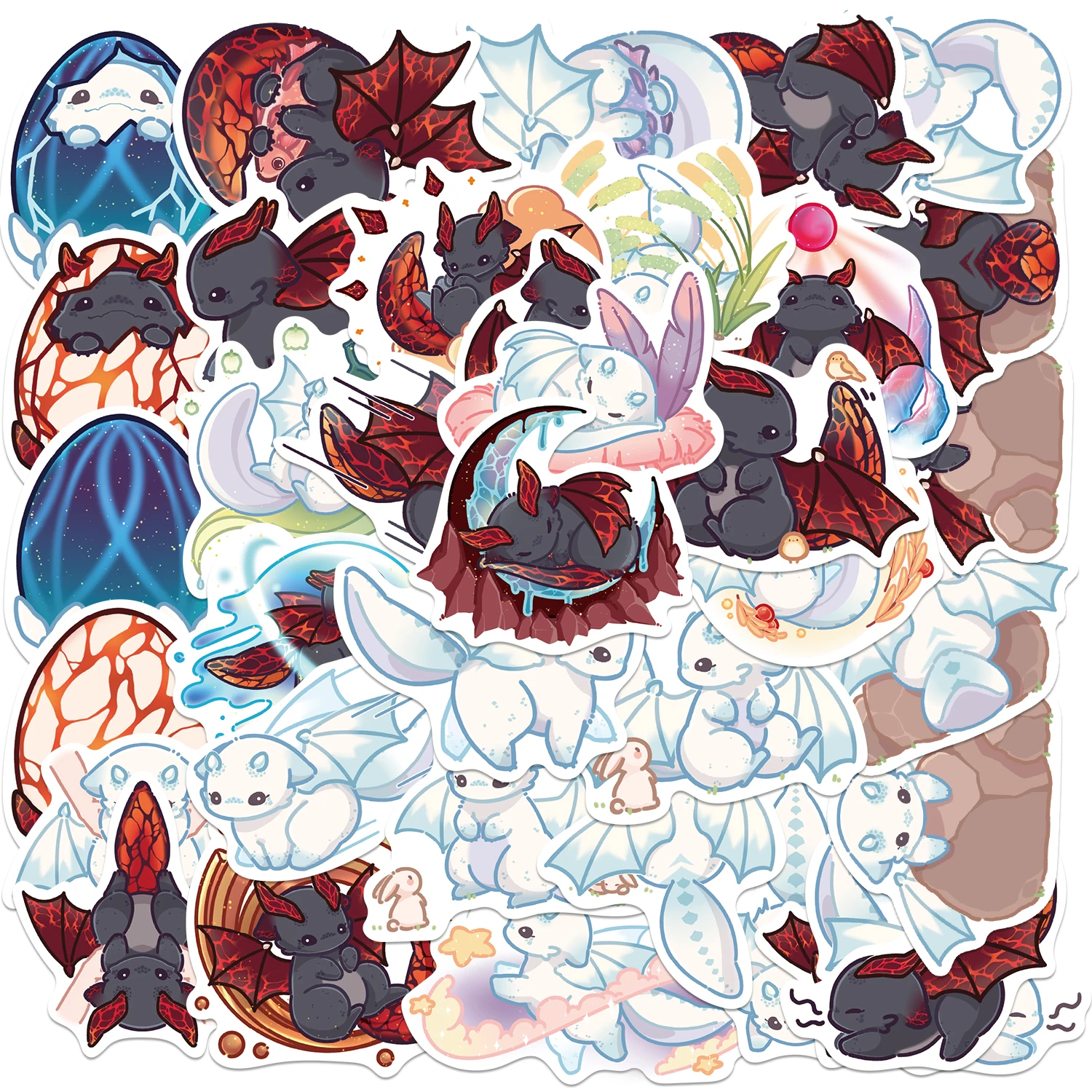 40 шт. наклейки в виде животных кота дракона