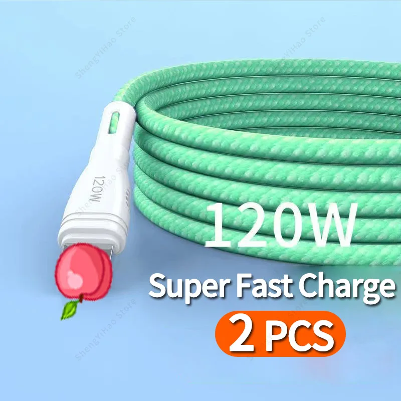 

2 PCS 6A Fast Charging For iPhone Usb Cable 11 12 13 14 Pro Max XS XR SE 8 7 6 Plus 5s Data Cord Nylon Braid For iPad