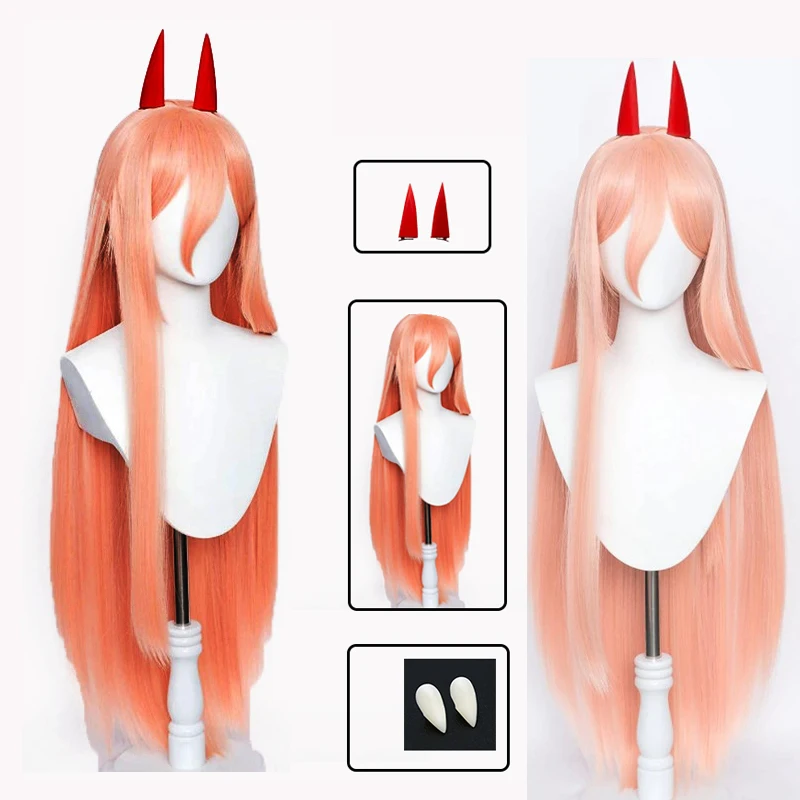 

Парик для косплея из аниме «бензопила», мощный, длинный, 2 цвета, термостойкий, для косплея макима, Power, реквизит, рога, зубы, шапочка