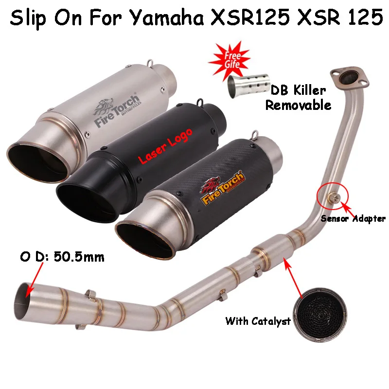 

Slip On For Yamaha XSR125 Xsr125 XSR 125 2020-2022 Motorcycle Exhaust Escape Modify Front Link Pipe DB Killer Scooter Muffler