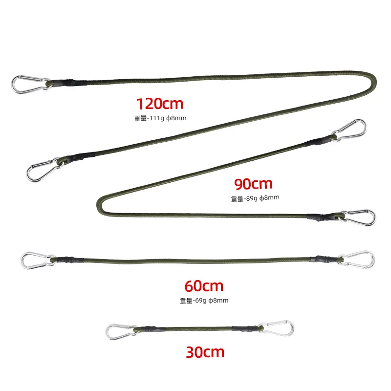 

Outdoor carabiner elastic rope elastic band tent lanyard 8mm camping clothesline luggage binding rope packing belt high quality
