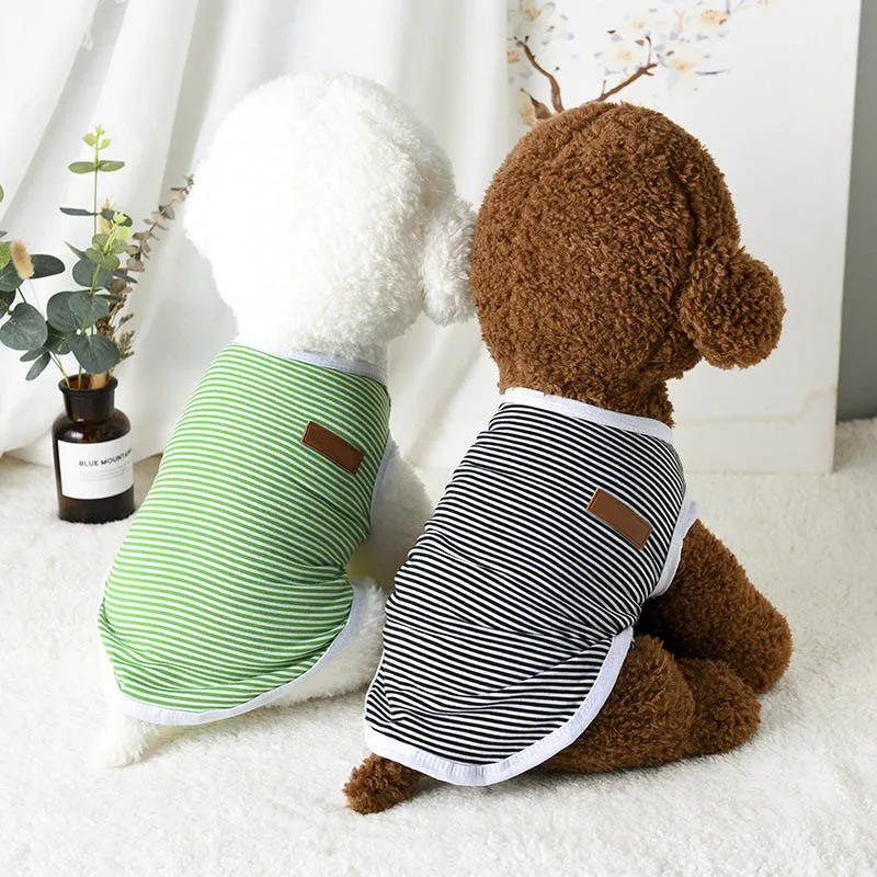 Летняя полосатая жилетка для домашних животных Модная хлопковая футболка одежда