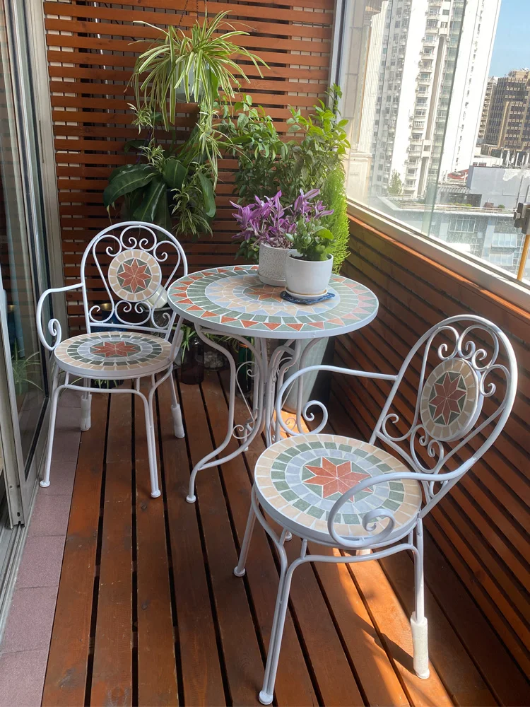 Железный художественный досуг Балконный стол и стул уличный садовый двор один